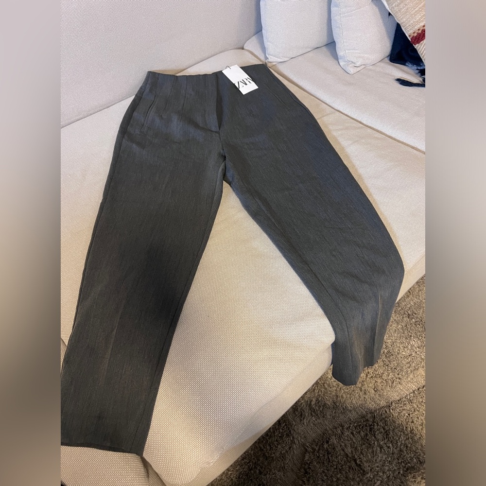 Zara Gray Straight-Leg Pants